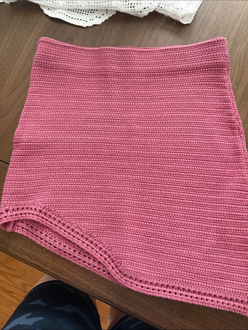 Zara Pink Crochet Knit Mini Skirt